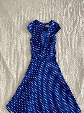Retro 50s Style Blue Polka Dot Dress Size XS